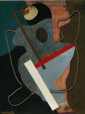 Enrico Prampolini, Intervista con la materia, 1930 tecnica mista e collage su cartone, 61,1x46,3 Collezione privata; courtesy Galleria Narciso, Torino