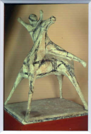 marino marini, cavaliere, 1953, gesso policromo 