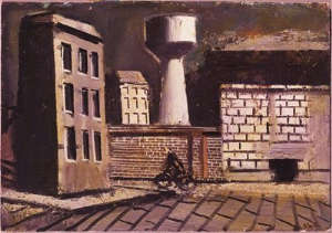 mario sironi, paesaggio urbano, olio su compensato, 1940