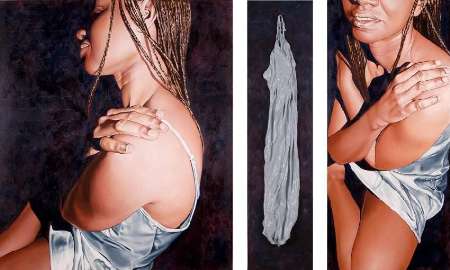 Antonella Cinelli - solange n4 - 2004 - olio e tecnica mista su tela - 110 x 172