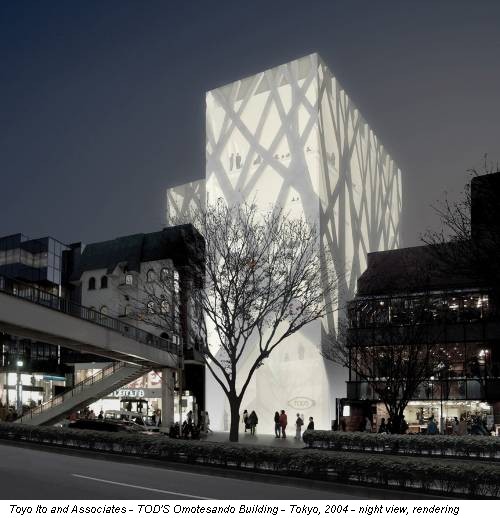 Toyo Ito and Associates - TOD'S Omotesando Building - Tokyo, 2004 - night view, rendering
