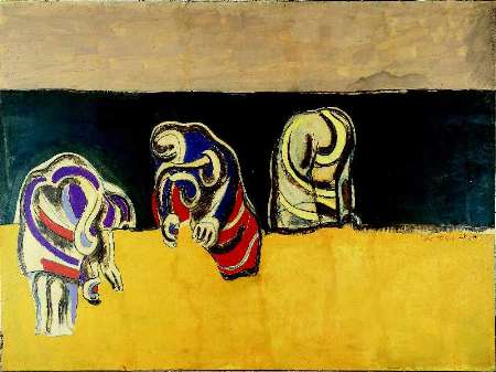 Jose Ortega Contadini 1974 olio su masonite 200x350