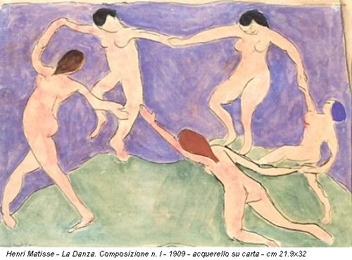 Henri Matisse - La Danza. Composizione n. I - 1909 - acquerello su carta - cm 21.9x32