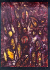 Personnages dans un bois, 1948, olio su tavola, cm.38x28