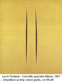 Lucio Fontana - Concetto spaziale-Attese, 1967 - Idropittura su tela colore giallo, cm 55x46