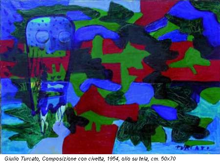 Giulio Turcato, Composizione con civetta, 1954, olio su tela, cm. 50x70