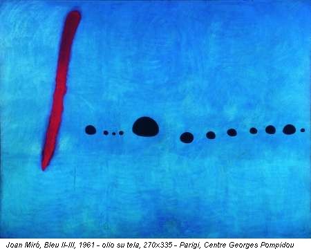 Joan Miró, Bleu II-III, 1961 - olio su tela, 270x335 - Parigi, Centre Georges Pompidou