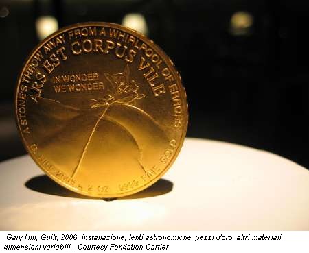 Gary Hill, Guilt, 2006, installazione, lenti astronomiche, pezzi d