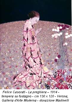 Felice Casorati - La preghiera – 1914 - tempera su fustagno - cm 130 x 120 - Verona, Galleria d