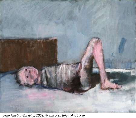 Jean Rustin, Sul letto, 2002, Acrilico su tela, 54 x 65cm