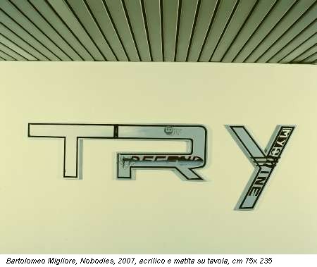 Bartolomeo Migliore, Nobodies, 2007, acrilico e matita su tavola, cm 75x 235