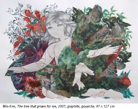Min-Kim, The tree that grows for me, 2007, graphite, gouache, 97 x 127 cm