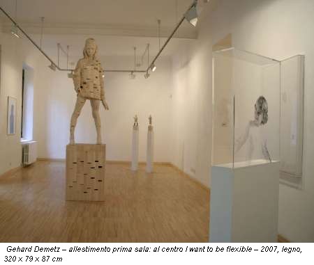 Gehard Demetz – allestimento prima sala: al centro I want to be flexible – 2007, legno, 320 x 79 x 87 cm
