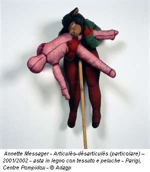 Annette Messager - Articulés-désarticulés (particolare) – 2001/2002 - asta in legno con tessuto e peluche - Parigi, Centre Pompidou - © Adagp