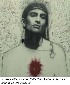 Omar Galliani, Santi, 2006-2007. Matita su tavola e inchiostro, cm 200x200
