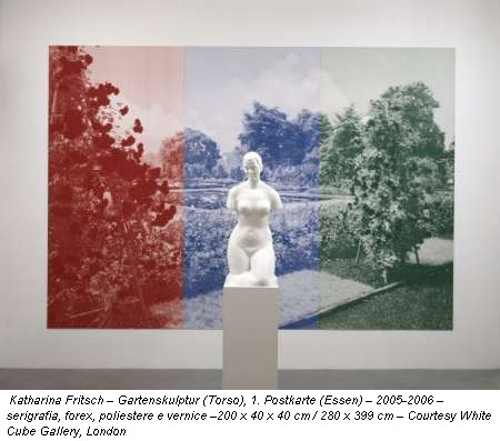Katharina Fritsch – Gartenskulptur (Torso), 1. Postkarte (Essen) – 2005-2006 – serigrafia, forex, poliestere e vernice –200 x 40 x 40 cm / 280 x 399 cm – Courtesy White Cube Gallery, London