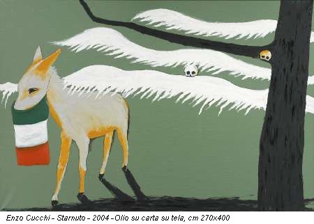 Enzo Cucchi - Starnuto - 2004 -Olio su carta su tela, cm 270x400