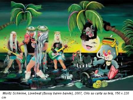 Moritz Schleime, Lovebeat (Bussy baren bande), 2007, Olio su carta su tela, 150 x 220 cm