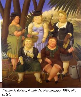 Fernando Botero, Il club del giardinaggio, 1997, olio su tela
