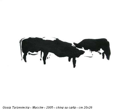 Gosia Turzeniecka - Mucche - 2005 - china su carta - cm 20x26