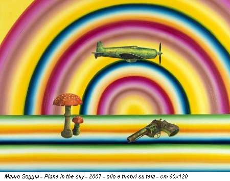 Mauro Soggiu - Plane in the sky - 2007 - olio e timbri su tela - cm 90x120