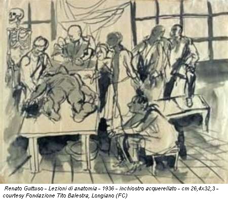 Renato Guttuso - Lezioni di anatomia - 1936 - inchiostro acquerellato - cm 26,4x32,3 - courtesy Fondazione Tito Balestra, Longiano (FC)