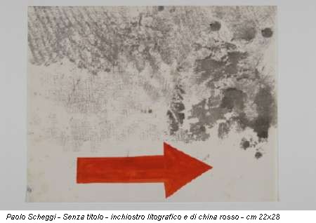 Paolo Scheggi - Senza titolo - inchiostro litografico e di china rosso - cm 22x28