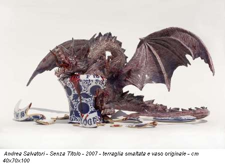 Andrea Salvatori - Senza Titolo - 2007 - terraglia smaltata e vaso originale - cm 40x70x100