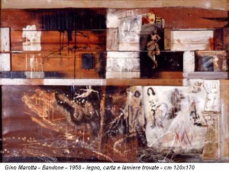 Gino Marotta - Bandone - 1958 - legno, carta e lamiere trovate - cm 120x170