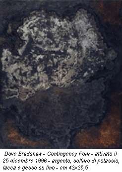 Dove Bradshaw - Contingency Pour - attivato il 25 dicembre 1996 - argento, solfuro di potassio, lacca e gesso su lino - cm 43x35,5
