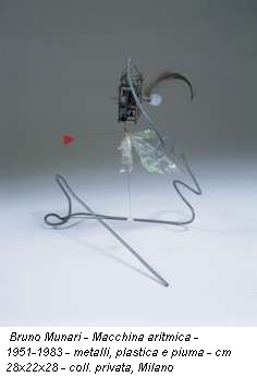 Bruno Munari - Macchina aritmica - 1951-1983 - metalli, plastica e piuma - cm 28x22x28 - coll. privata, Milano