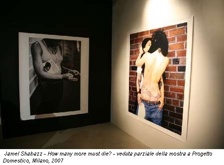 Jamel Shabazz - How many more must die? - veduta parziale della mostra a Progetto Domestico, Milano, 2007