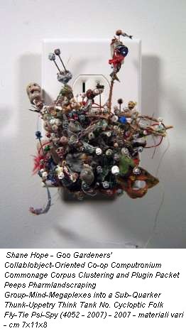 Shane Hope - Goo Gardeners' Collablobject-Oriented Co-op Computronium Commonage Corpus Clustering and Plugin Packet Peeps Pharmlandscraping Group-Mind-Megaplexes into a Sub-Quarker Thunk-Uppetry Think Tank No. Cycloptic Folk Fly-Tie Psi-Spy (4052 - 2007) - 2007 - materiali vari - cm 7x11x8