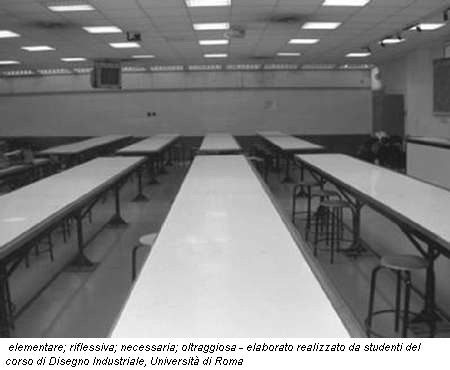 elementare; riflessiva; necessaria; oltraggiosa - elaborato realizzato da studenti del corso di Disegno Industriale, Università di Roma