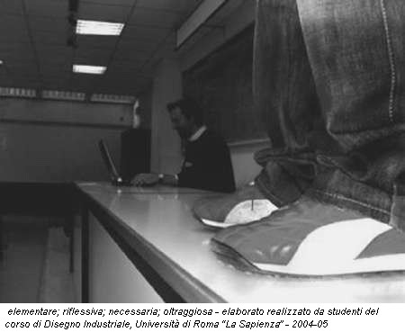 elementare; riflessiva; necessaria; oltraggiosa - elaborato realizzato da studenti del corso di Disegno Industriale, Università di Roma
