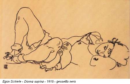 Egon Schiele - Donna supina - 1918 - gessetto nero