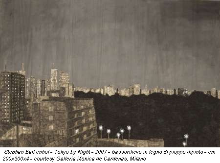 Stephan Balkenhol - Tokyo by Night - 2007 - bassorilievo in legno di pioppo dipinto - cm 200x300x4 - courtesy Galleria Monica de Cardenas, Milano