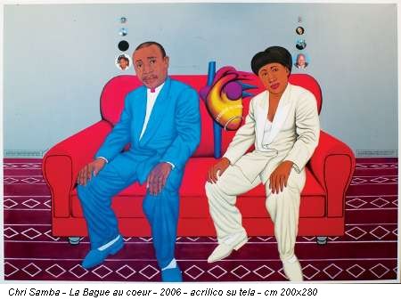 Chéri Samba - La Bague au coeur - 2006 - acrilico su tela - cm 200x280