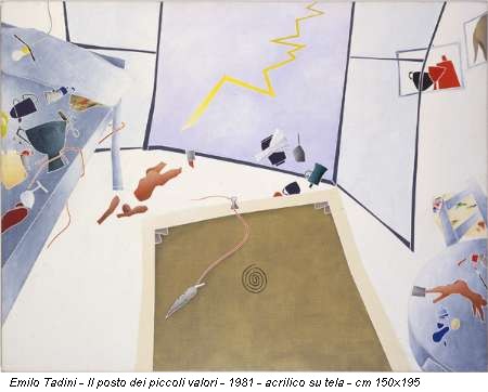 Emilo Tadini - Il posto dei piccoli valori - 1981 - acrilico su tela - cm 150x195