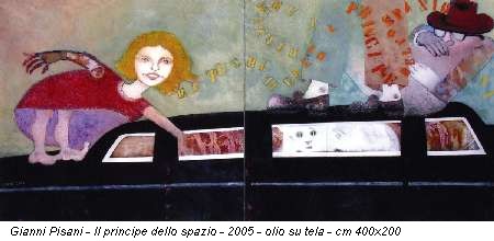 Gianni Pisani - Il principe dello spazio - 2005 - olio su tela - cm 400x200