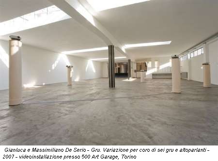 Gianluca e Massimiliano De Serio - Gru. Variazione per coro di sei gru e altoparlanti - 2007 - videoinstallazione presso 500 Art Garage, Torino