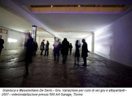 Gianluca e Massimiliano De Serio - Gru. Variazione per coro di sei gru e altoparlanti - 2007 - videoinstallazione presso 500 Art Garage, Torino