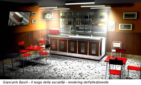 Giancarlo Basili - Il luogo della socialità - rendering dell'allestimento
