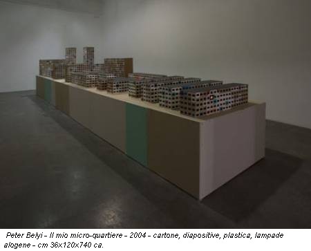 Peter Belyi - Il mio micro-quartiere - 2004 - cartone, diapositive, plastica, lampade alogene - cm 36x120x740 ca.