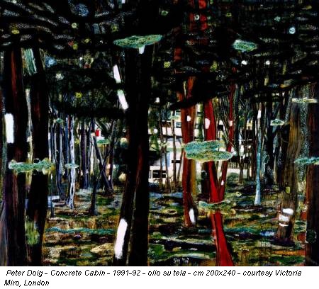 Peter Doig - Concrete Cabin - 1991-92 - olio su tela - cm 200x240 - courtesy Victoria Miro, London