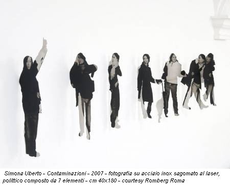 Simona Uberto - Contaminazioni - 2007 - fotografia su acciaio inox sagomato al laser, polittico composto da 7 elementi - cm 40x180 - courtesy Romberg Roma