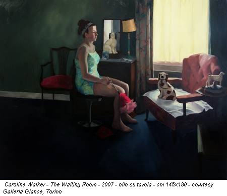 Caroline Walker - The Waiting Room - 2007 - olio su tavola - cm 145x180 - courtesy Galleria Glance, Torino