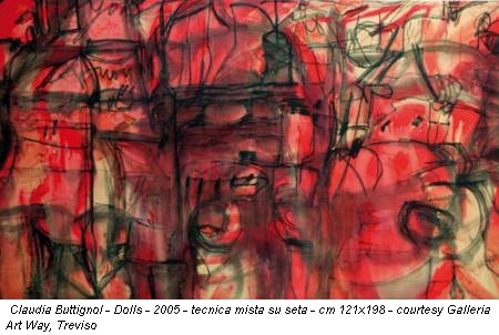 Claudia Buttignol - Dolls - 2005 - tecnica mista su seta - cm 121x198 - courtesy Galleria Art Way, Treviso