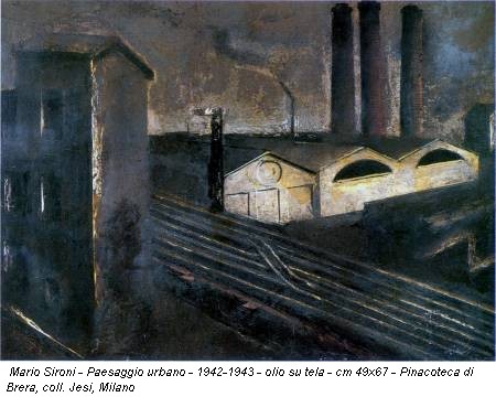 Mario Sironi - Paesaggio urbano - 1942-1943 - olio su tela - cm 49x67 - Pinacoteca di Brera, coll. Jesi, Milano