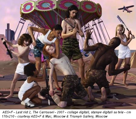 AES+F - Last riot 2, The Carrousel - 2007 - collage digitali, stampe digitali su tela - cm 170x210 - courtesy AES+F & Mac, Moscow & Triumph Gallery, Moscow